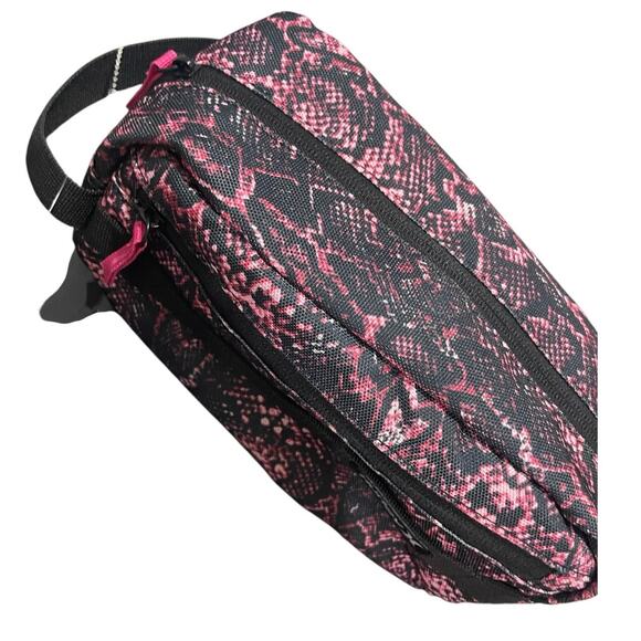 HURLEY COSMETICS BAG TRAVEL VIVID PINK BLACK SNAKE PRINT VERSATILE ANIMAL PRINT - Picture 14 of 16